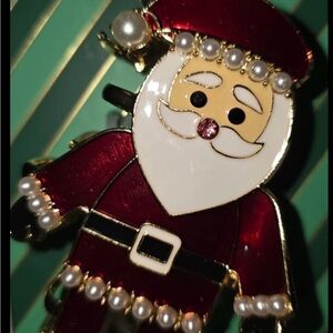 Charming Piper K Santa Hair Claw with Faux Pearls